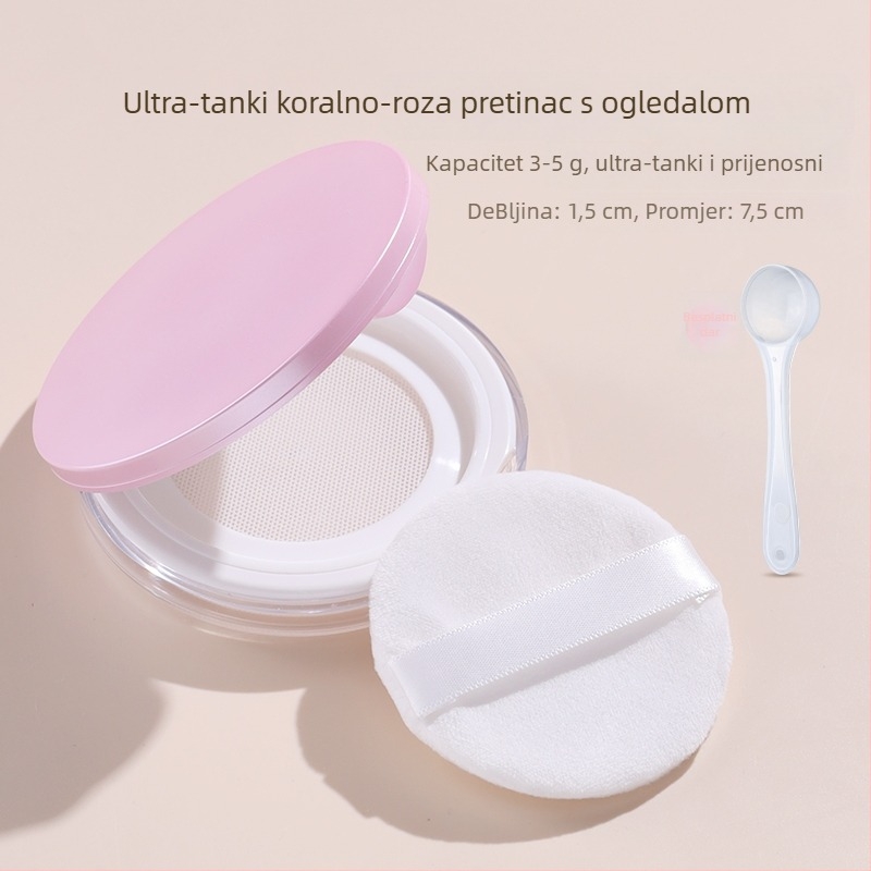 Kompaktna kutija za prašak papra, prijenosna, vodonepropusna, s elastnom mrežom i velikim kapacitetom.