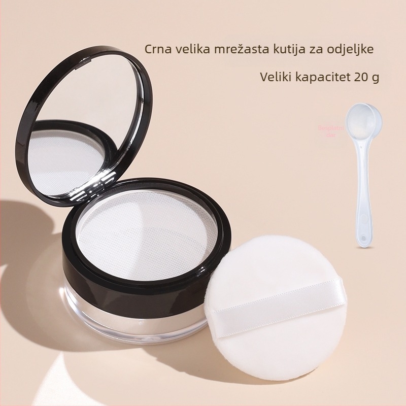 Kompaktna kutija za prašak papra, prijenosna, vodonepropusna, s elastnom mrežom i velikim kapacitetom.