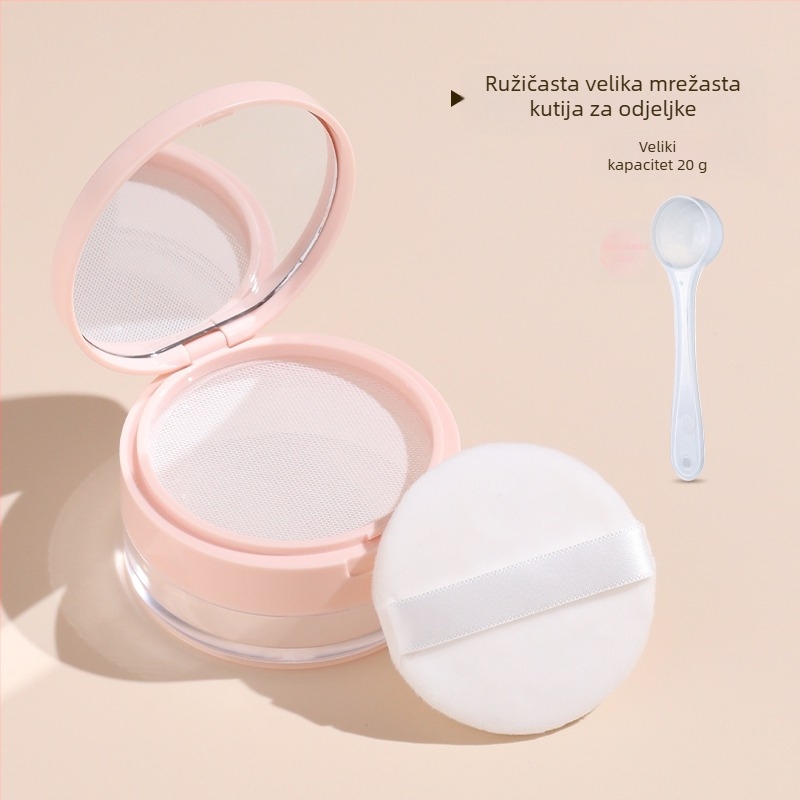 Kompaktna kutija za prašak papra, prijenosna, vodonepropusna, s elastnom mrežom i velikim kapacitetom.