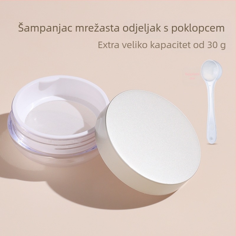 Kompaktna kutija za prašak papra, prijenosna, vodonepropusna, s elastnom mrežom i velikim kapacitetom.