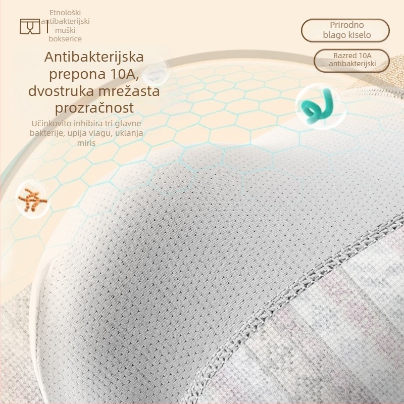 Muške bokserice s retro etničkim uzorkom od pamuka, prozračne, antibakterijske, udobne, srednji struk