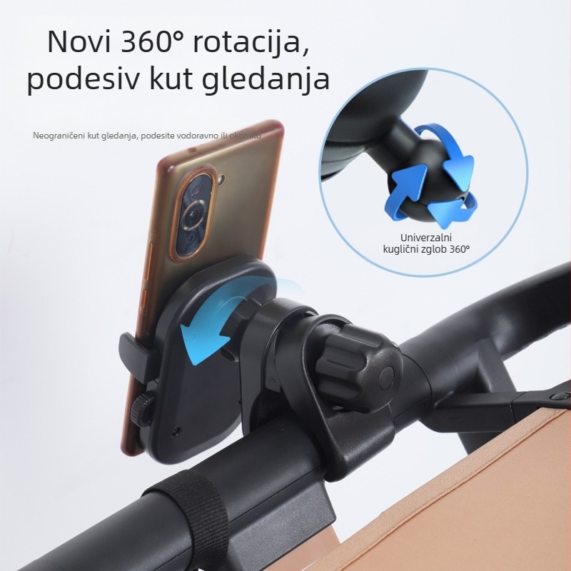 Držač telefona za auto za bebu – ABS materijal, univerzalni stalk za navigaciju kolica, Penguin Cup Holder