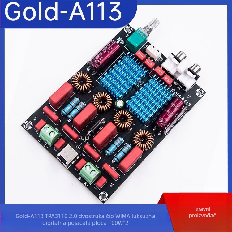 Gold-A113 TPA3116 2.0 dvočipna digitalna ploča pojačala s WIMA kondenzatorima, 100W×2