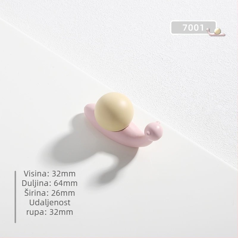 Kuka za vrata ormarića s motivima crtaniog filma: morska zvijezda, oblak i puž; cinkova legura; oksidirani završetak; s jednom rupom; pogodna za ladice i ormariće