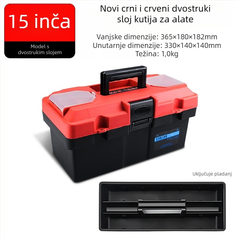 HB Plastni kutija za alat, debeli tip, prijenosna kutija za kućnu upotrebu i održavanje automobila, višenamjenska kutija za dijelove