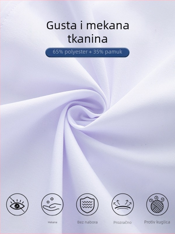 Muški liječnički kaput, dugi rukavi, s funkcijom anti-nabor, materijal od pamuk-mješavine, podstava od poliestera, radna odjeća za zdravstvenu skrbi