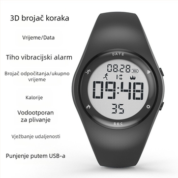 T5A Dječji digitalni sat – Alarm, Kronograf, Kalendar, Svjetsko vrijeme, Brojač koraka, 50 m vodootporan