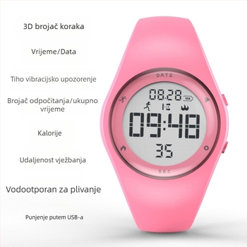 T5A Dječji digitalni sat – Alarm, Kronograf, Kalendar, Svjetsko vrijeme, Brojač koraka, 50 m vodootporan
