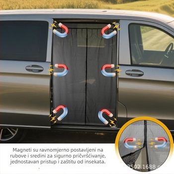 Magnetična mreža protiv komaraca za MPV automobil – mreža poluprozirna, visi tip pričvršćivanja, univerzalna primjena, broj proizvoda MZSNSQ-339