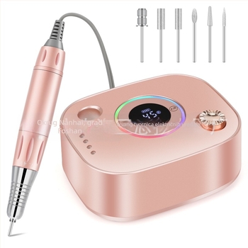 Stolni pilnik za nokte, 45000 okretaja/min, kompaktnog dizajna, šarene LED svjetla, kompatibilan s privatnim markama