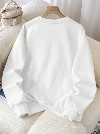 Lalippa Ženski hoodies pulover s izšivkom slova i tikvicom, Poliester 95%+, dugi rukavi, srednje debljine, japansko-korejski casual stil