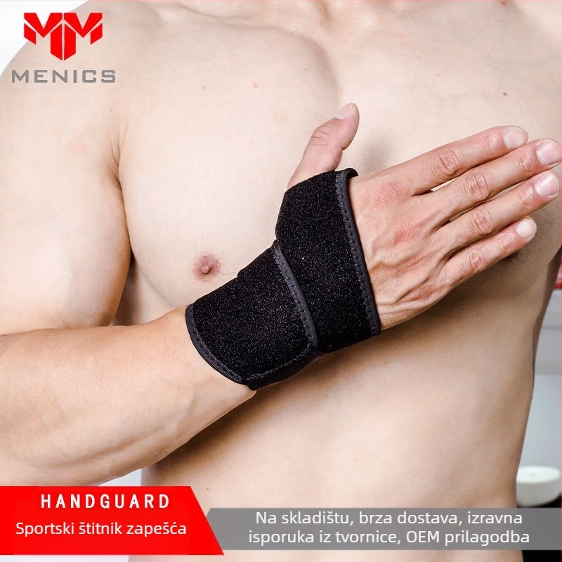 Zglobna zaštita s kompresijom i prozračnom tkaninom, upija znoj za fitness (materijal: diving material; zaštićeni dio: zglob ručnog zgloba; kategorija: bracer; pogodno za sve sportove)