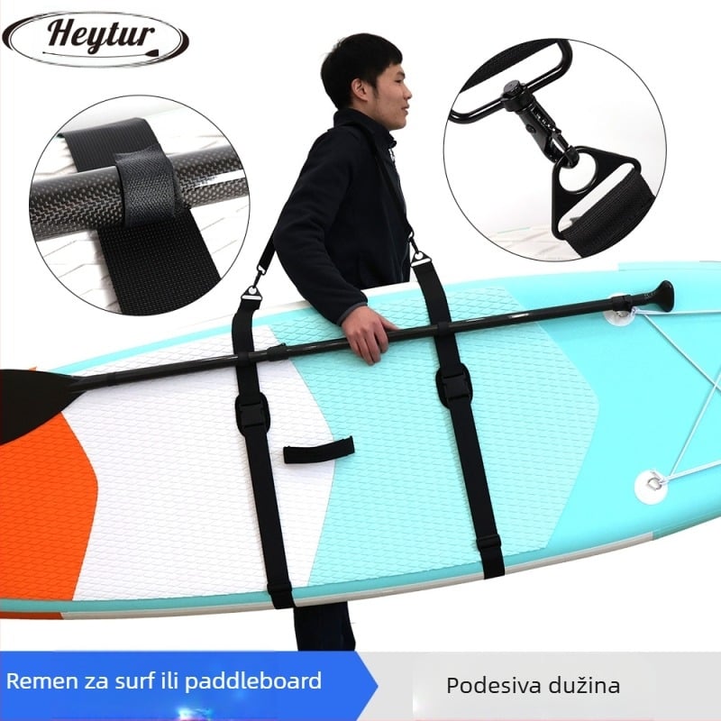 Pojačani, poboljšani rameni pojas za surf dasku, paddle board i kajak — višenamjenski pojas za vezivanje s podesivom metalnom kopčom i fiksnim remenom