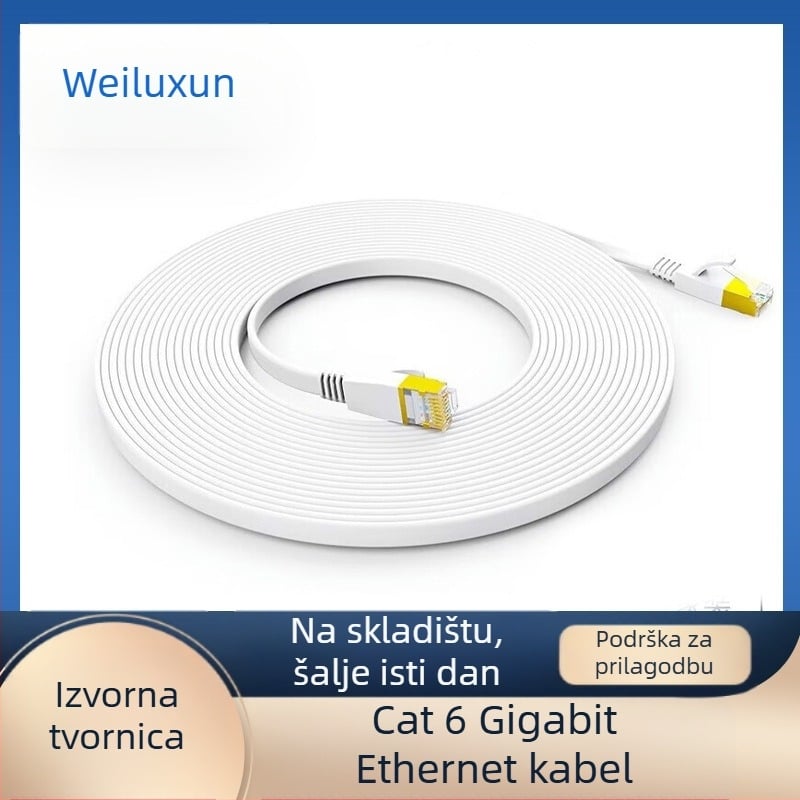 Cat6 patch kabel s pozlaćenim konektorima, ploski kabel, bakar bez kisika, gigabitni Ethernet