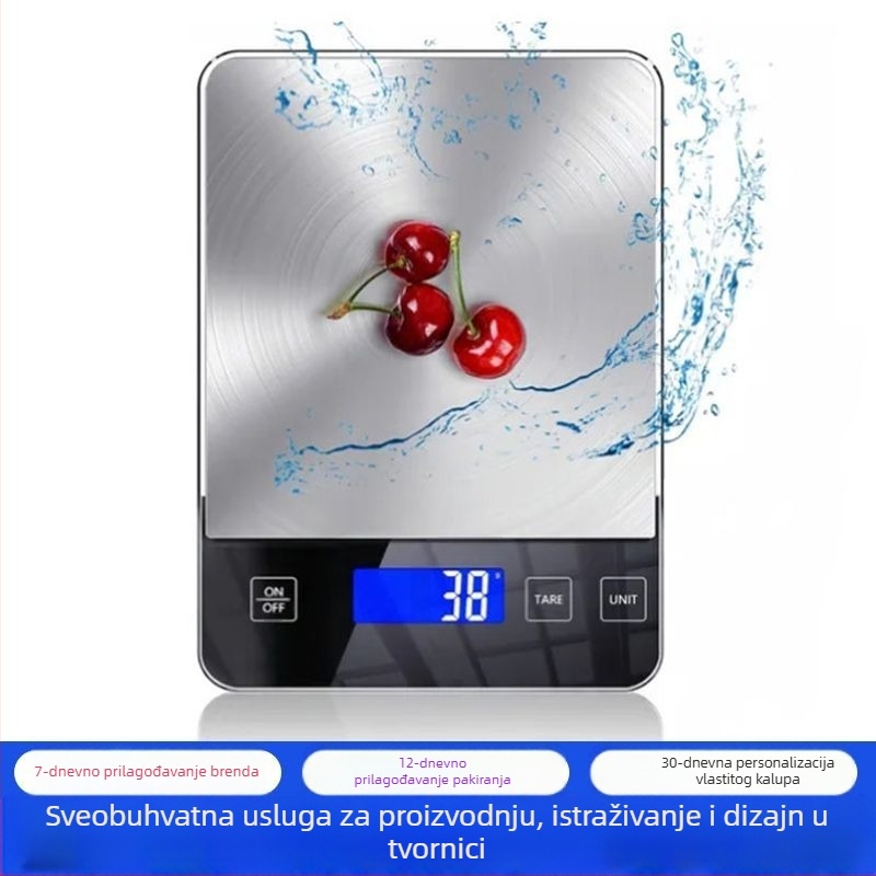 Inteligentna elektronička kuhinjska vaga, raspon 5–15 kg, elektroničko mjerenje, napajanje AAA×2 + USB punjenje, model DH-A12CD