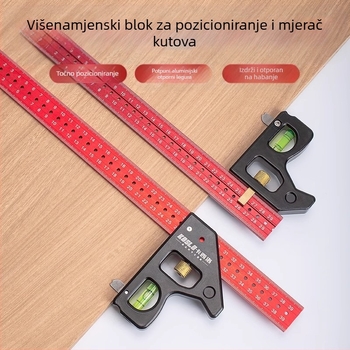 Kombinirani kvadratni mjerač za drvoobradu – pomični kutni mjerač, 600 g