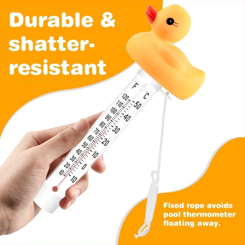 Plutajući termometar za vodu s dizajnom patke za bazene i akvarije, duljina 220 mm, rezolucija 1°C, točnost ±1°C