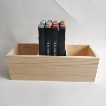 Kutija za pohranu markera s tri pretinca, drveni kvadratni stolni organizator, model MK-3