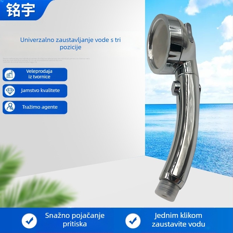 Tuš glava s tri postavke, 360° rotacija, ABS materijal, uštednja vode, 0,8 MPa nazivnog tlaka