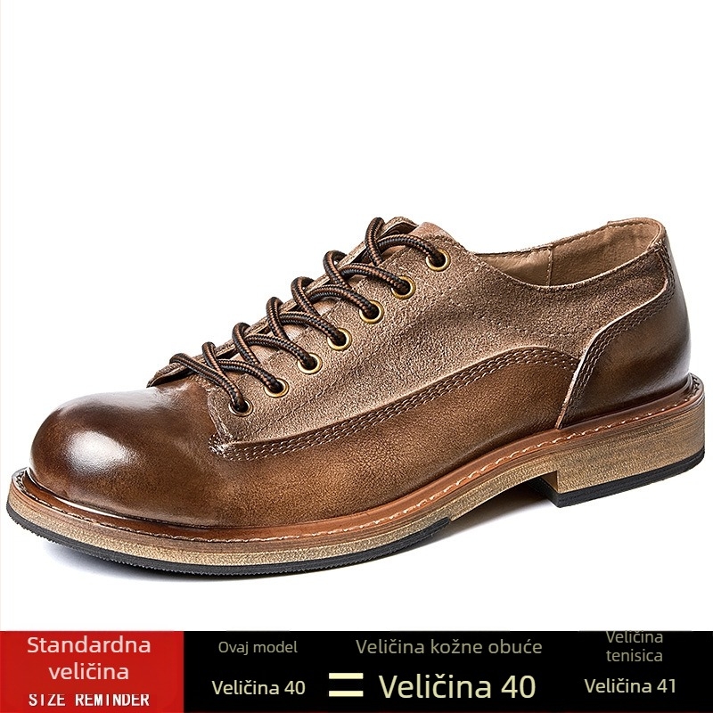 Muške cipele od prave kože, vintage stil, casual kožne cipele s prednjim vezivanjem