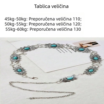 Metalni kaiš za struk s retro stilom, s ukrašenim elementima i zatvaranjem tipa lobster, proljeće 2023