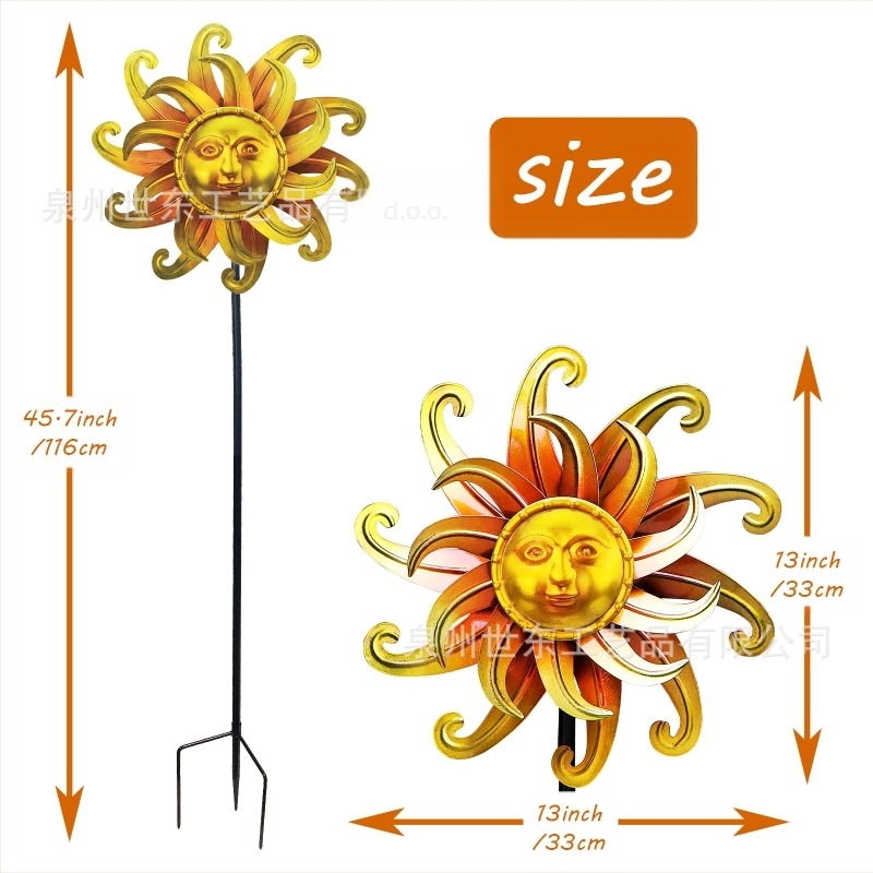 Željezni vrtni vjetrenjača s dvostrukim sunčanim licem – moderni umjetnički dekor