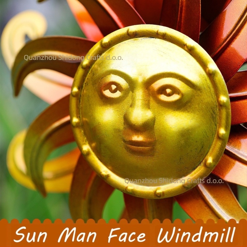 Željezni vrtni vjetrenjača s dvostrukim sunčanim licem – moderni umjetnički dekor