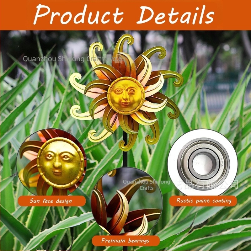 Željezni vrtni vjetrenjača s dvostrukim sunčanim licem – moderni umjetnički dekor