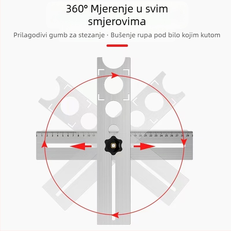 Yilin Mjerilo za pozicioniranje rupa za keramičke pločice i staklo – 60 pozicija, uz torbicu i maticu