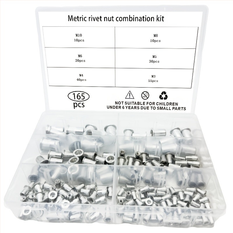 Set Rivet Nut – aluminijska legura, bijeli završni sloj, Klasa A – Rongyuda