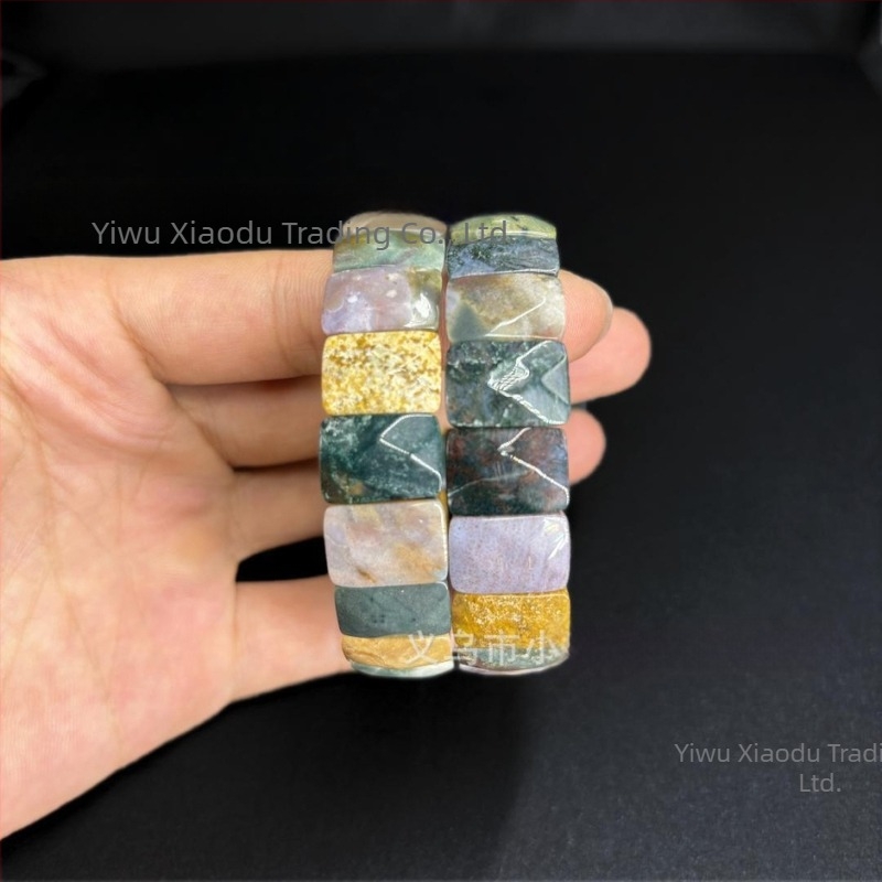 Narukvica od prirodnog sjenčastog ahata – unisex, lagani luksuz, romboidni oblik, polirani završetak