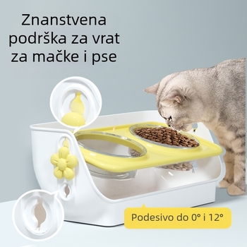 Ojačana dvostruka zdjela protiv prosipanja za hranjenje i piće mačaka (ABS)