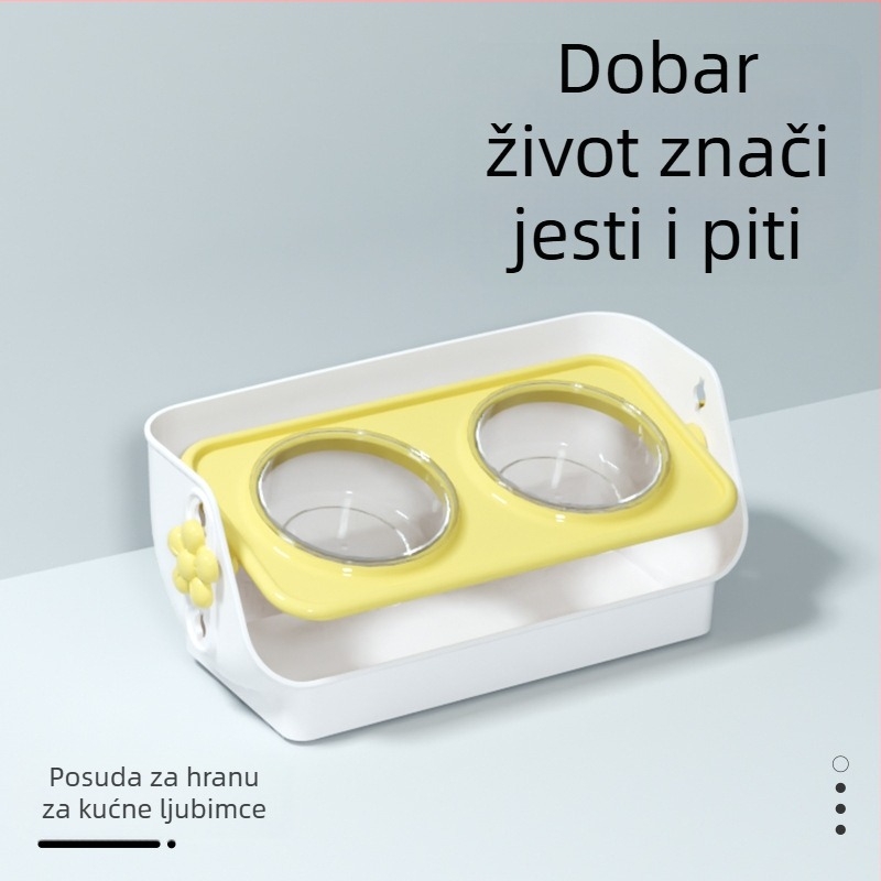 Ojačana dvostruka zdjela protiv prosipanja za hranjenje i piće mačaka (ABS)
