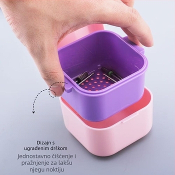 Plastična kutija za dezinfekciju i čišćenje alata za nokte s namakanjem u alkohol; neto sadržaj 30