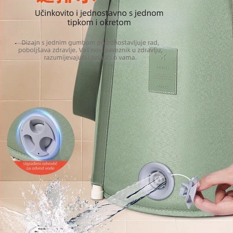 Prijenosna kadica za namakanje stopala, iznad koljena, duboka, keramička, sklopiva, s zadržavanjem topline