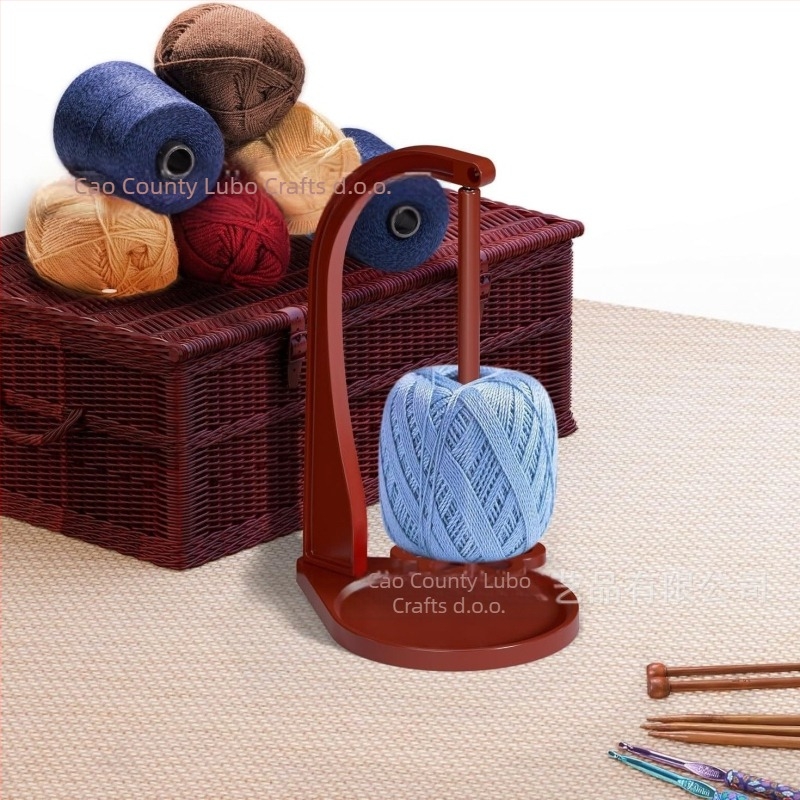 Drveni rotirajući držač pređe s odvojivom podlogom u obliku cvijeta — 3 sloja, stolni držač za pletenje i tkanje