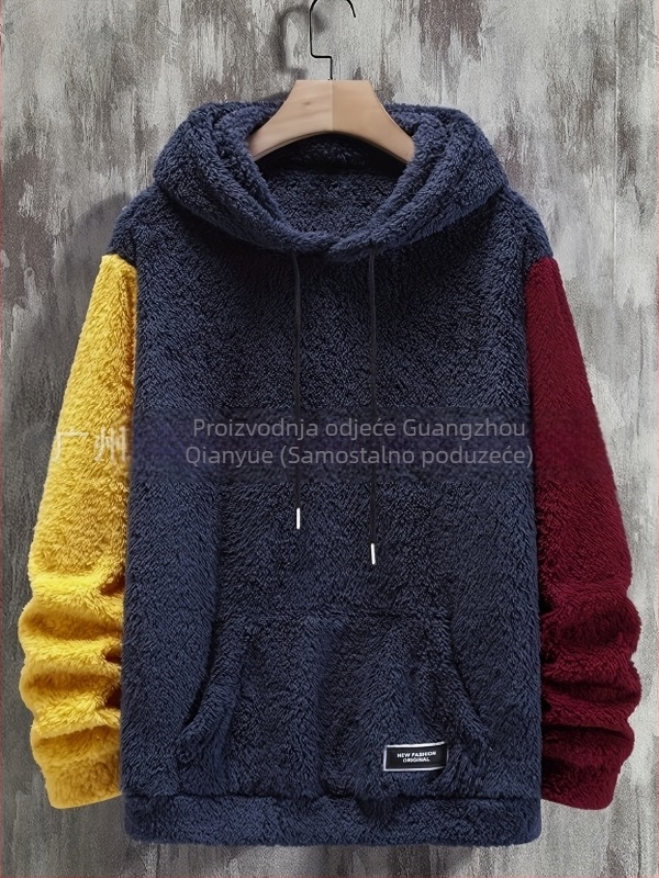 Muška hoodie s kapuljom, pulover stil, fleece podstava, 100% poliester, zimsku upotrebu