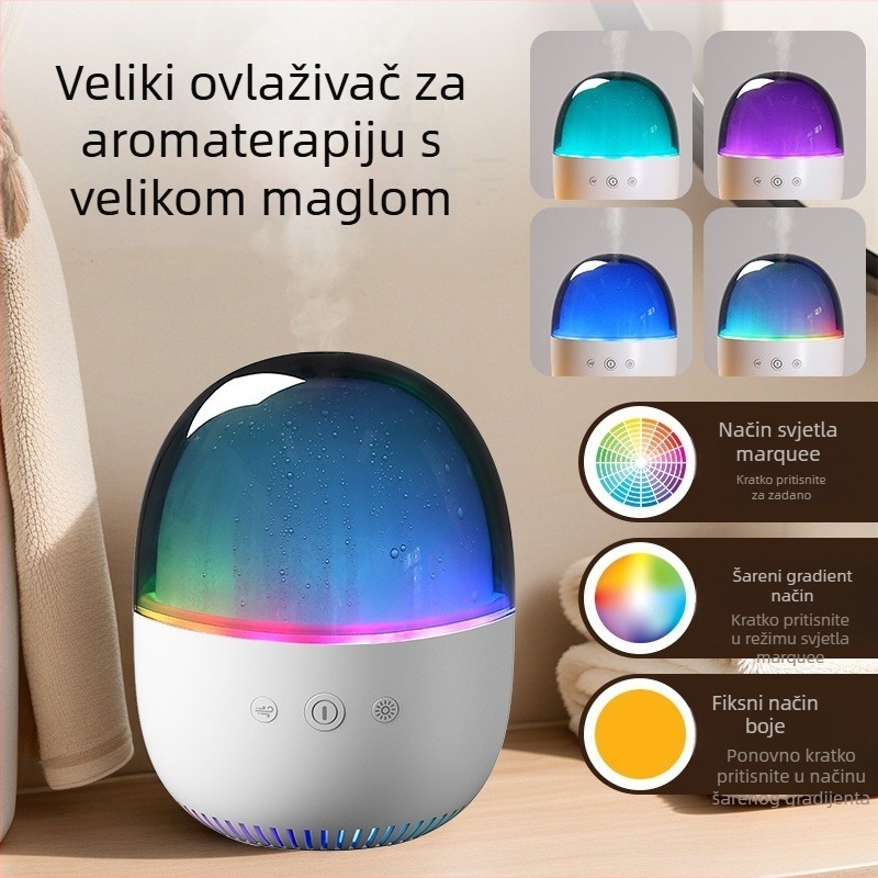 Ultrazvučni aromaterapijski ovlaživač USB napajanje, kompaktan stolni dizajn, za prostorije do 10 m², 0,5 L spremnik, tih ispod 36 dB