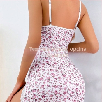 Sundress s printom i naramenicama, patchwork čipka, duga haljina sa slitom — Bodycon, Milk Silk, Polyester, Žena, 2011