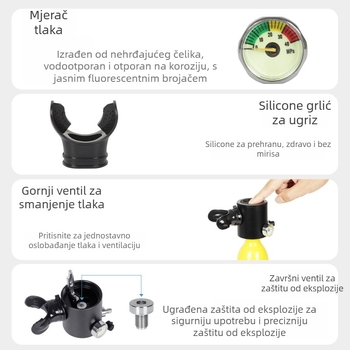 Mini ronilačka kisik boca, aluminijska legura, 0.5L, marka DIDEEP, licencirana privatna etiketa