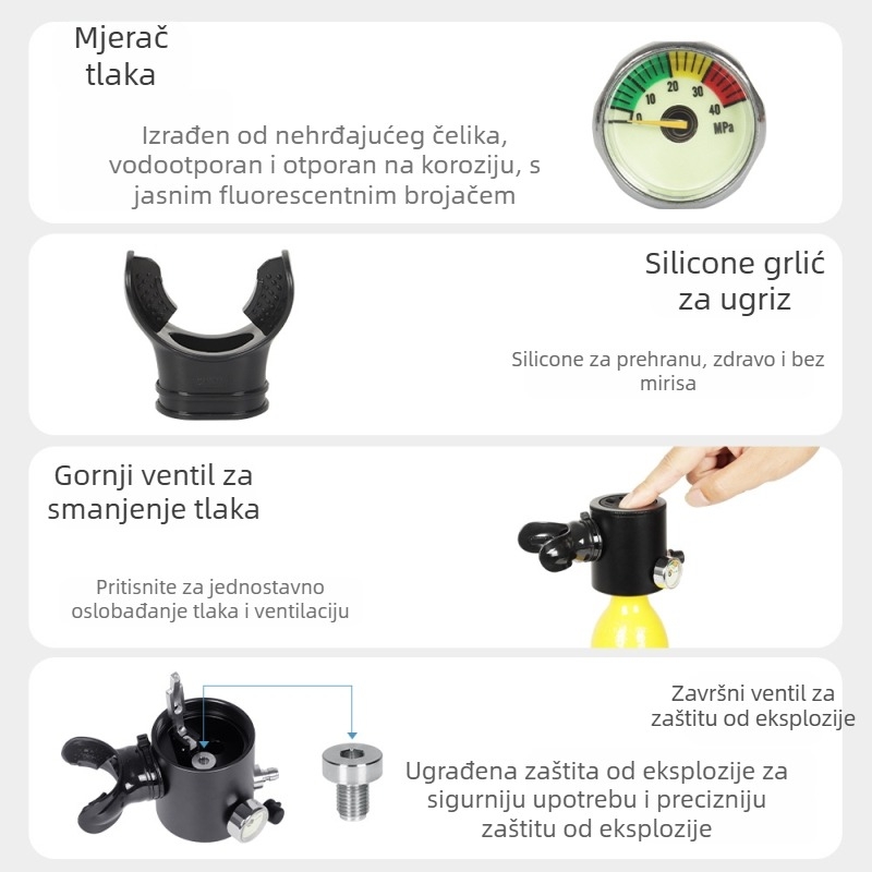 Mini ronilačka kisik boca, aluminijska legura, 0.5L, marka DIDEEP, licencirana privatna etiketa