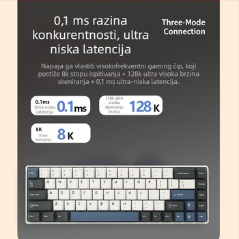 Mehanička tipkovnica, 99 tipki, USB-C, Bluetooth 2.4G, RGB pozadinsko osvjetljenje, dizajn s dvostrukim krilima