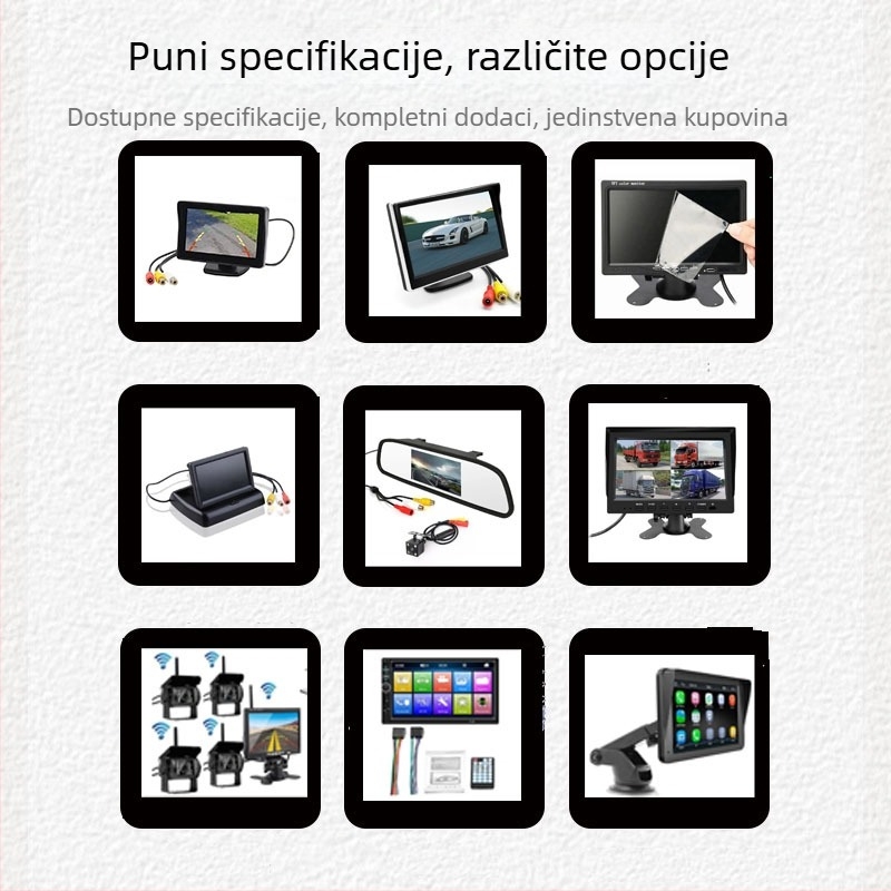 Auto zaslon za retrovizor s kamerom, TN zaslon, rezolucija 480P-720P, AV ulaz, univerzalna kompatibilnost