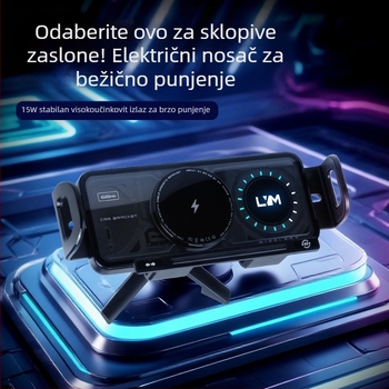 Sklopivi držač za telefon u automobilu s bežičnim brzom punjenjem - 7,5 W, montaža na otvor zraka (snap-on), model X07, univerzalna kompatibilnost