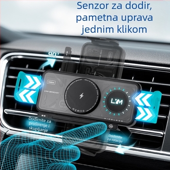 Sklopivi držač za telefon u automobilu s bežičnim brzom punjenjem - 7,5 W, montaža na otvor zraka (snap-on), model X07, univerzalna kompatibilnost