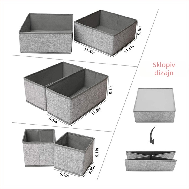 Kutija za odlaganje donjeg rublja, sklopiva, bez poklopca, kapacitet 35 L