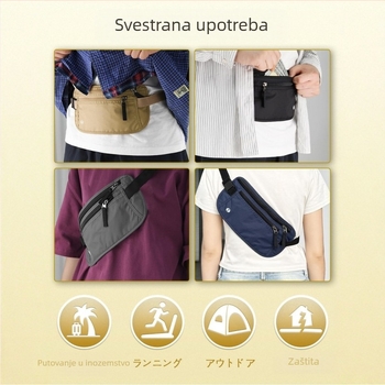 Zidelon Najlonska RFID-zaštićena torbica za pas za otvorena putovanja – Unisex organizator dokumenata s poliesterom
