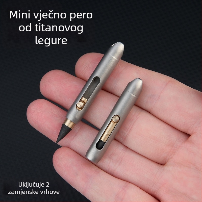 Mini grafitna olovka od titanove legure s zamjenjivim vrhom, klipsa za ključeve, hitno pisanje