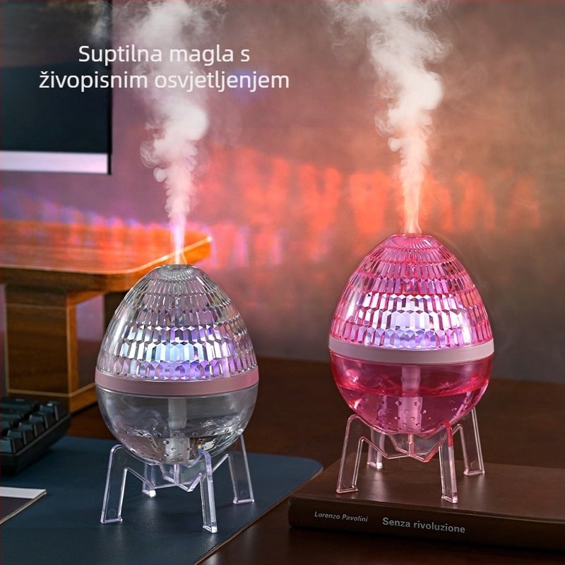 Stolni ovlaživač s kristalnim zvjezdnim nebom i atmosferskom lampom, USB napajanje, model ZJ-135, pogodan za 21–30 m², spremnik <0,5 l, buka <36 dB