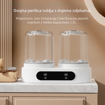 Washing Cup s dvije odvojene komore, odvojiva konstrukcija, model N-09; napajanje USB 5V, 15W; mehanički rad; tajmer do 2 sata; za donje rublje i čarape